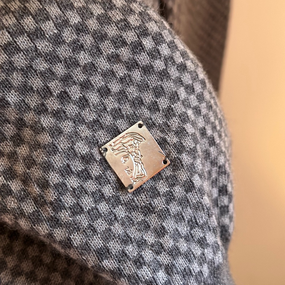 Versace Collection Merino Quarter Button Knit Swe… - image 2